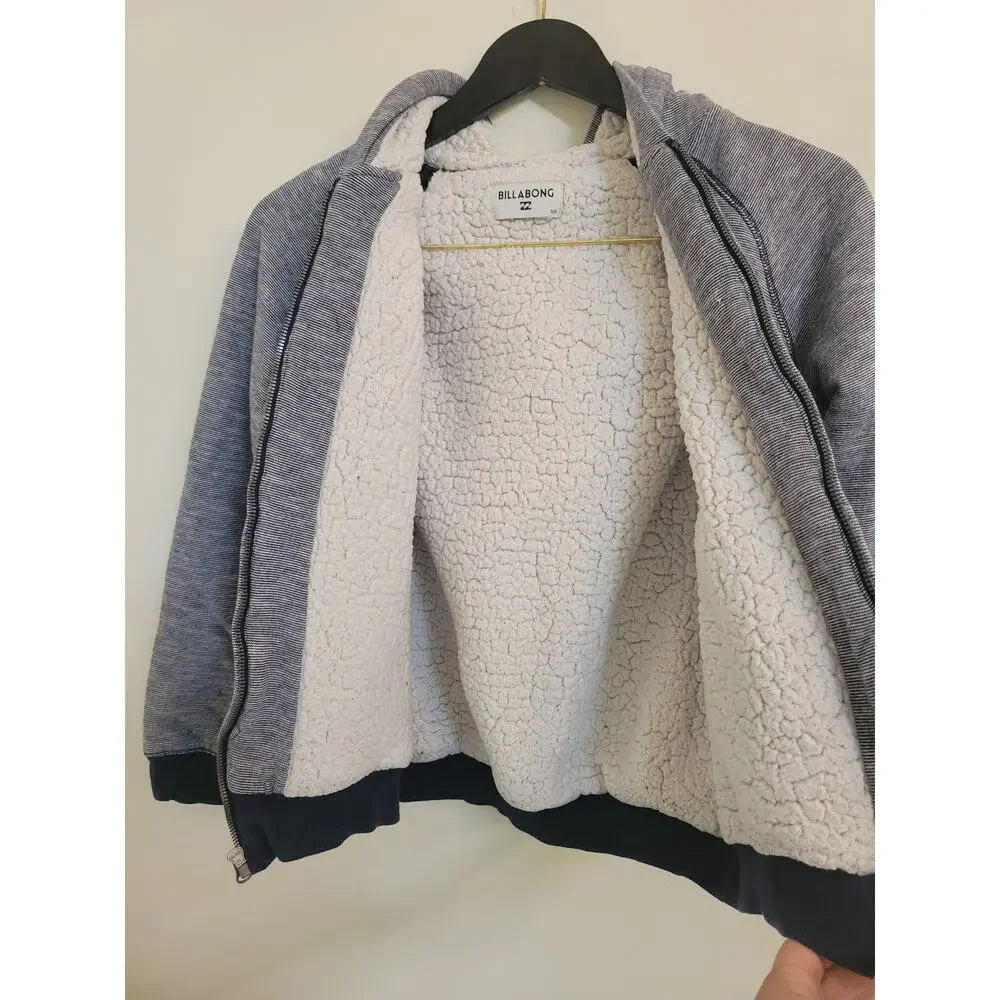 Billabong Boy's Balance Sherpa Zip Hoodie - Dark Slate Heather Sz S